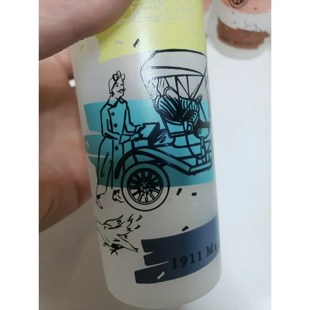 LOT OF 11 Autos cars Frosted Glasses Tumblers Vintage Highball MCM 60s Packard